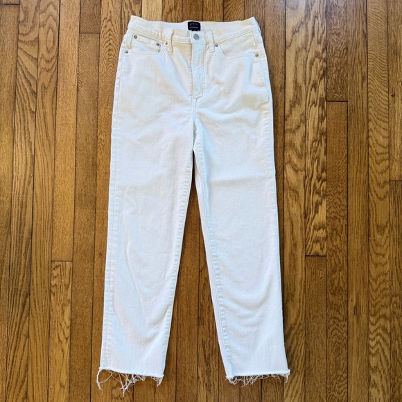 J. Crew Stovepipe Straight Raw Hem White Jeans Denim Signature Stretch 28 - Picture 3 of 15